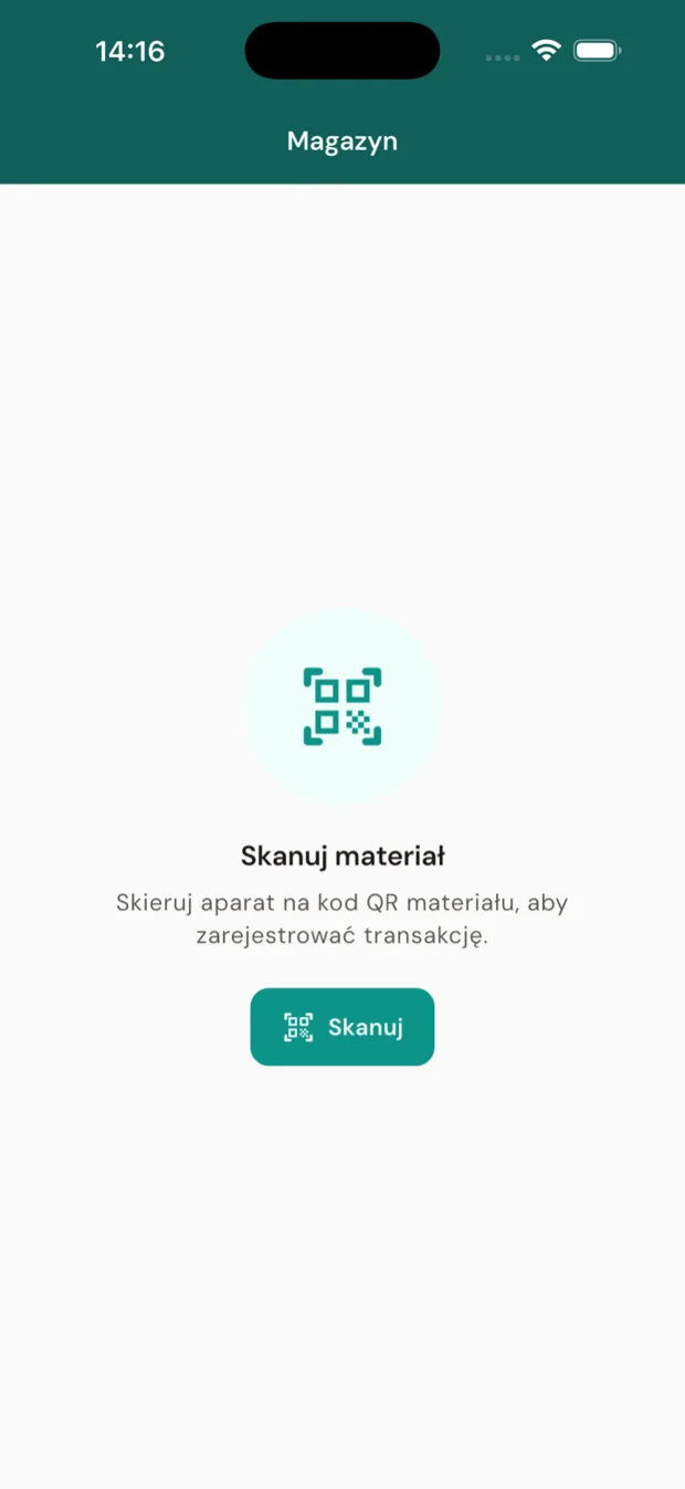 Ekran aplikacji WTMS: Sprzęt i materiały (3 z 4)
