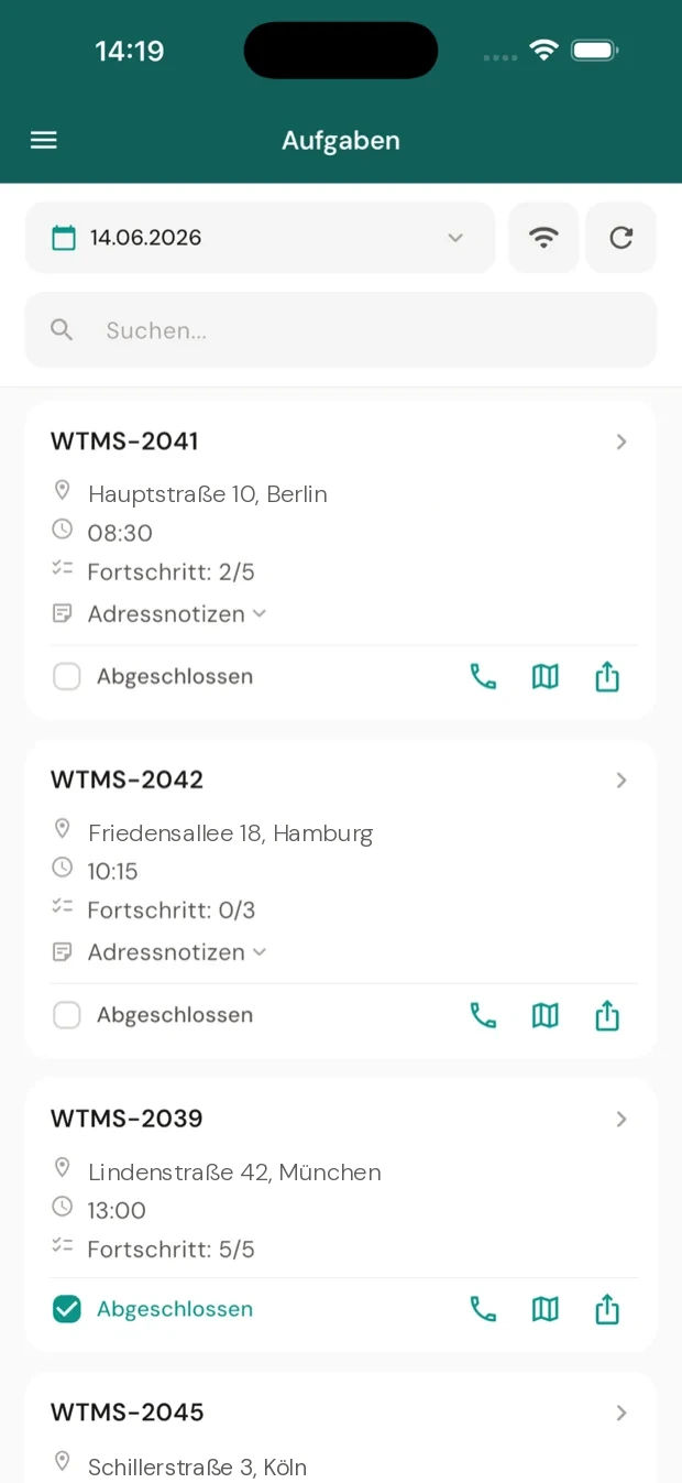 WTMS App: Aufträge mit Fotos (1 von 3)